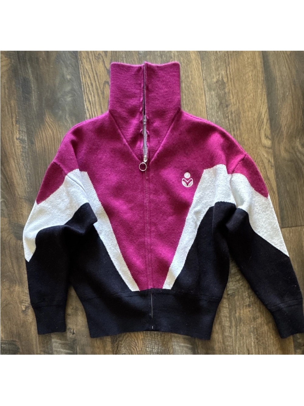 Isabel Marant Women’s Zip-Up Colorblock Sweater Jacket in Sz S